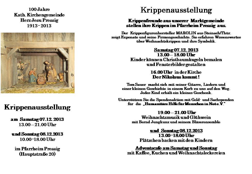 Flyer Krippenausstellung 2013