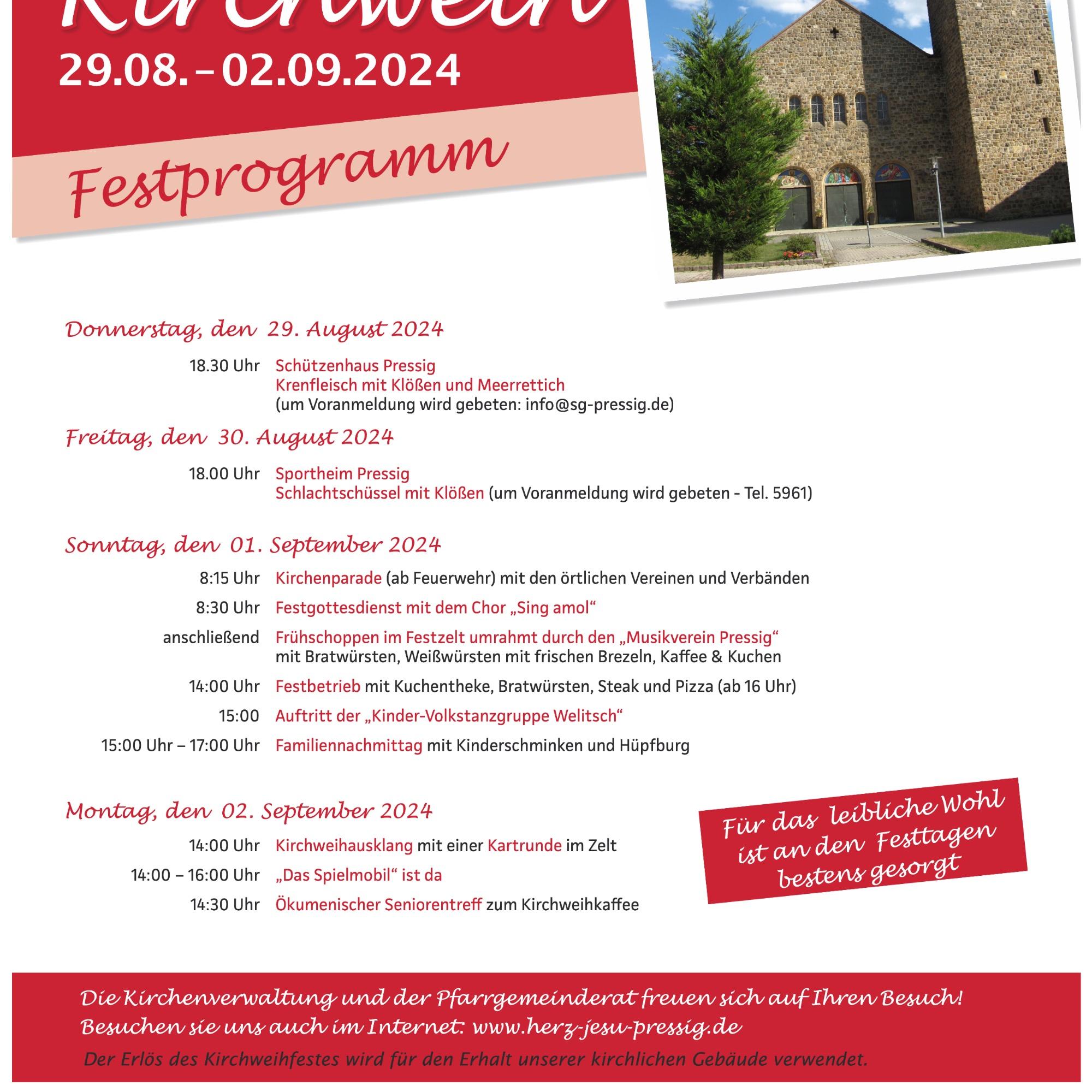 Plakat Kirchweih Pressig 2024