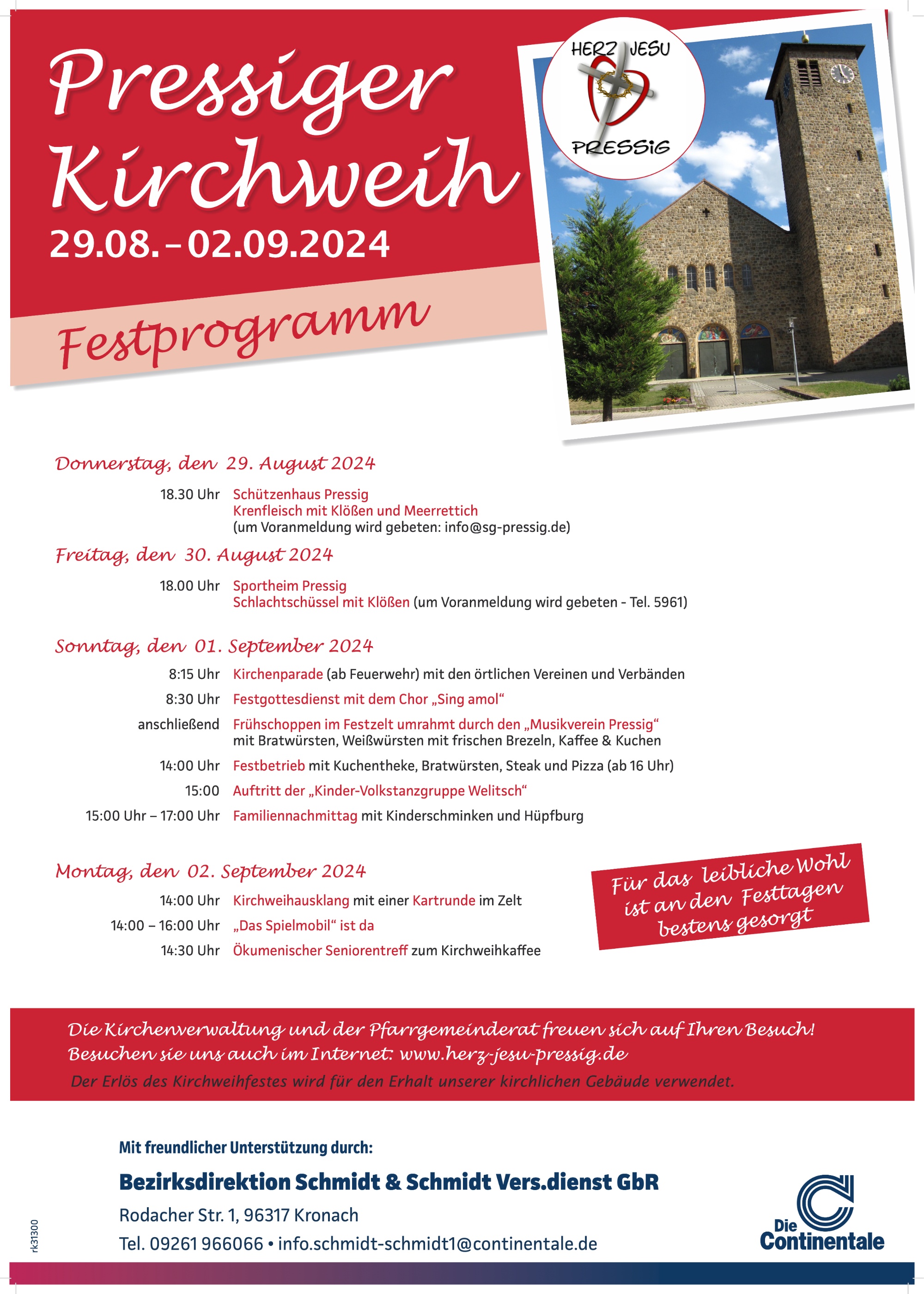 Plakat Kirchweih Pressig 2024