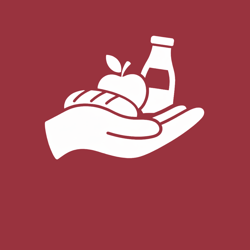 Kachel mit Hand und Lebensmitteln