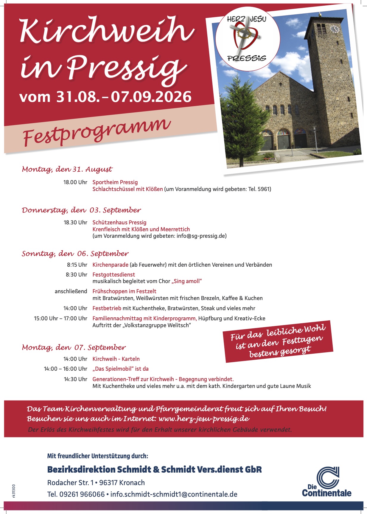 Kirchweih 2026, Programm